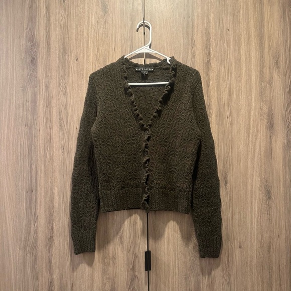 Vintage Ralph Lauren Black Label Merino Wool Cashmere V-Neck Cardigan Size L